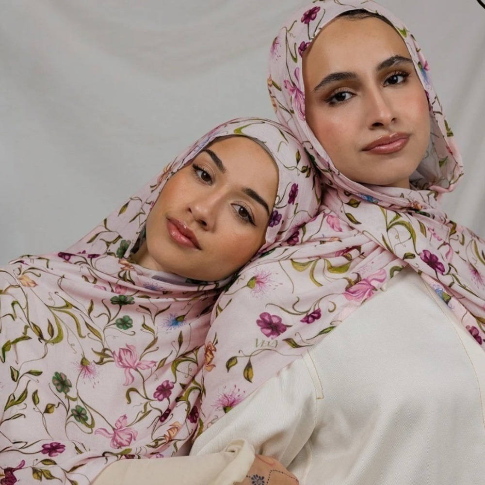 Vela Baby Pink Floral Modal Hijab Standard 28x73 Floral Scarf NWT